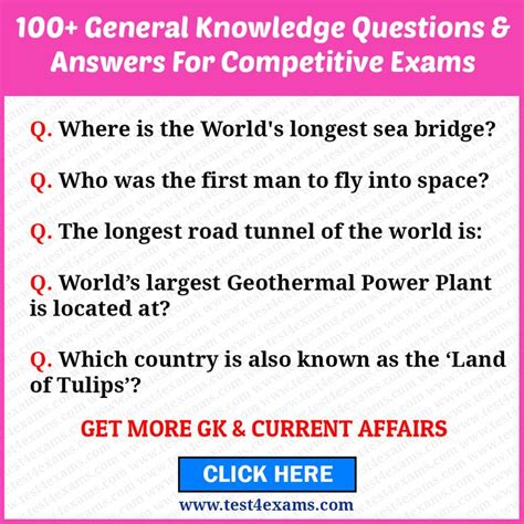100 general knowledge questions and answers in english for class 8