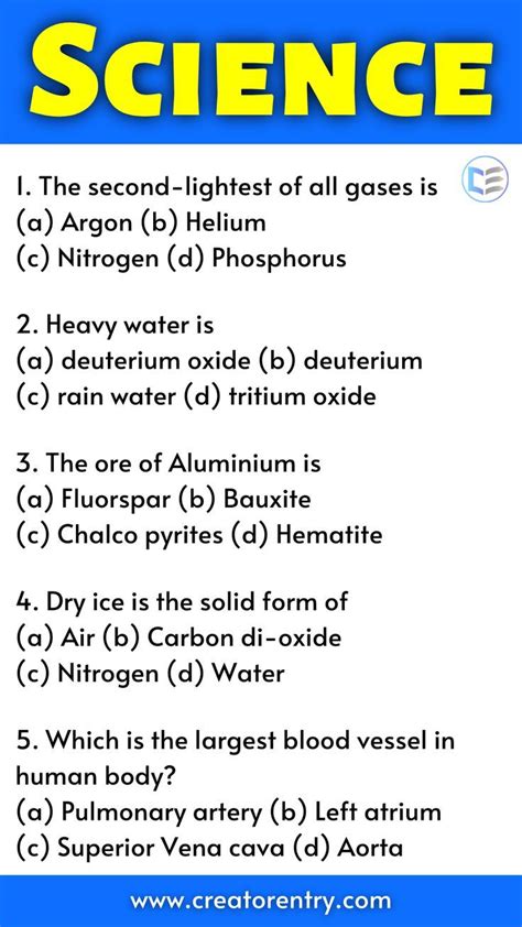 100 science quiz questions with answers class 10