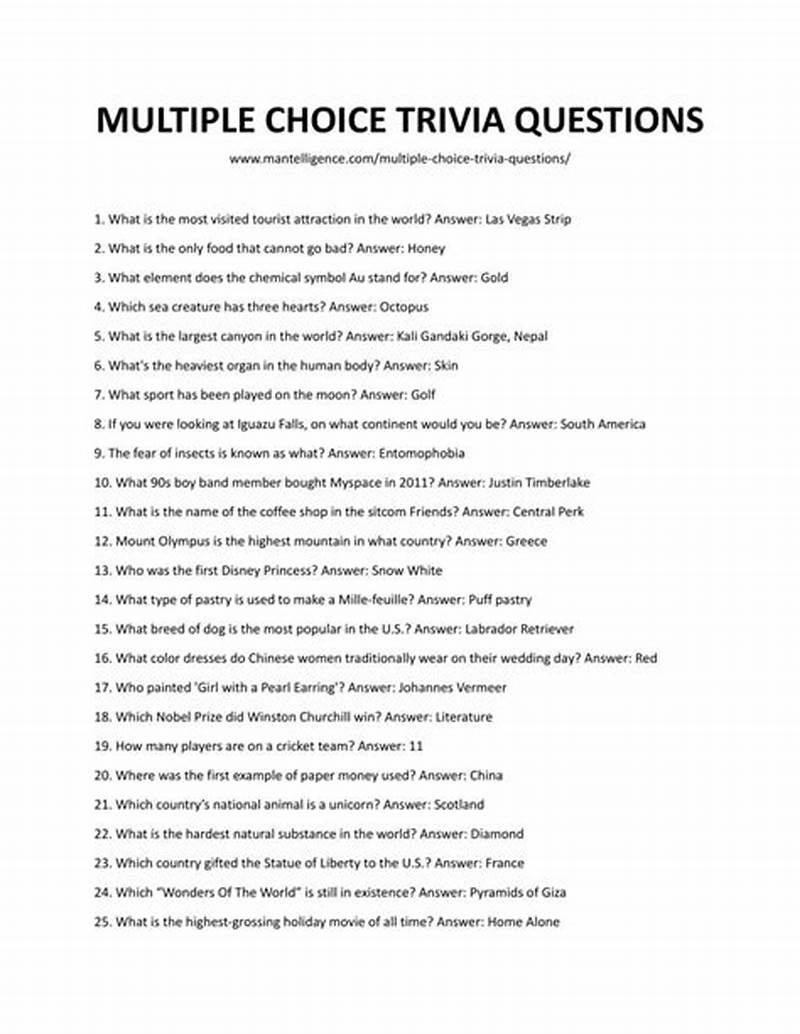 1000 Random Trivia Questions Multiple Choice Printable