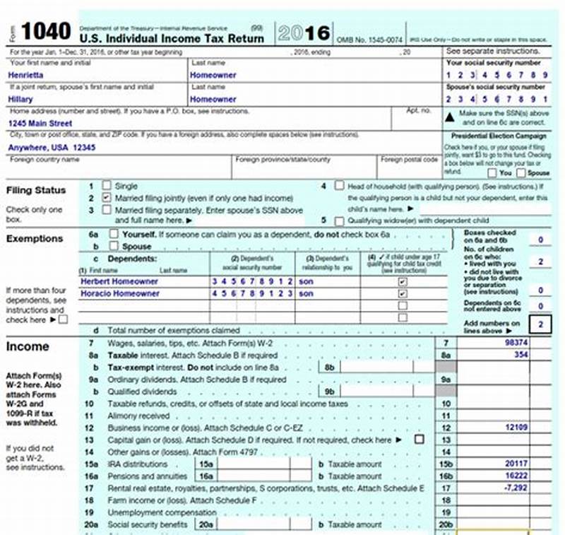 1040 Tax Return Form Example