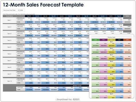 12 Month Sales Forecast Excel Spreadsheet Templates