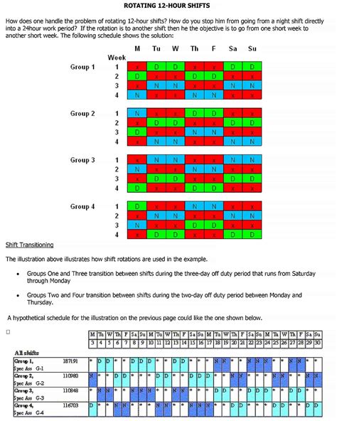 12 hour shift schedule example
