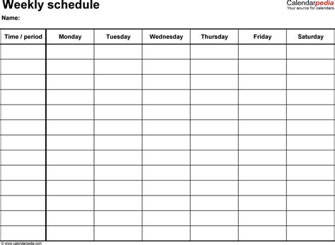15 minute schedule template excel