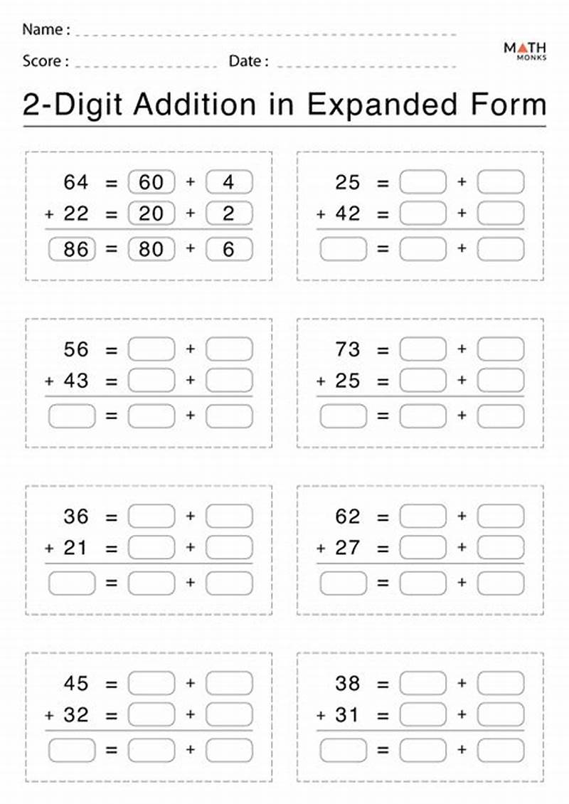 2 Digit Addition Using Expanded Form Worksheets