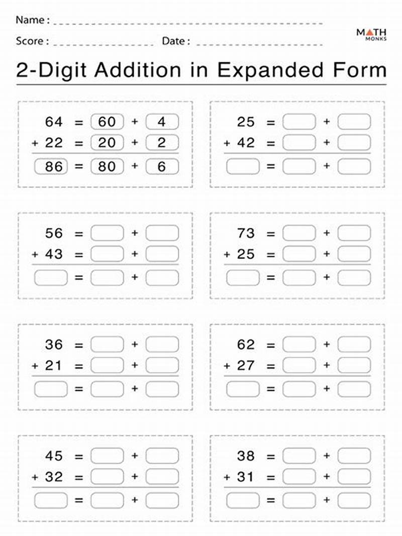 2 Digit Expanded Form Worksheets