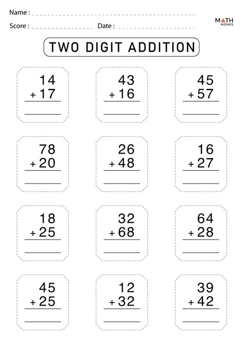 2 digit addition problems with answers