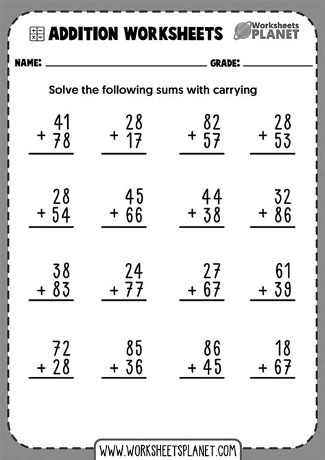 2 digit addition problems with carrying