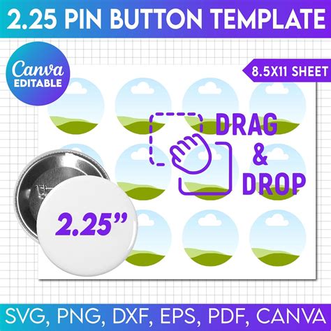 2.25 Button Template Canva