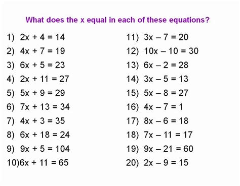 20 algebra questions and answers