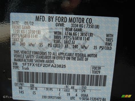 2013 f150 tuxedo black paint code