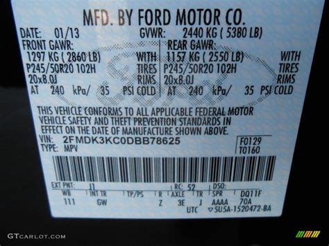 2013 ford edge black paint code