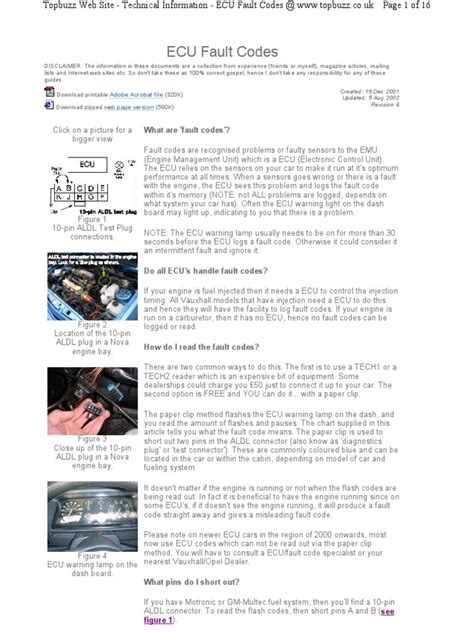 2013 vauxhall astra fault codes list pdf