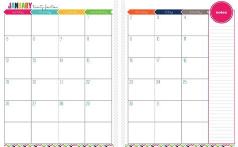 2017 2 Page Monthly Calendar Free Printable