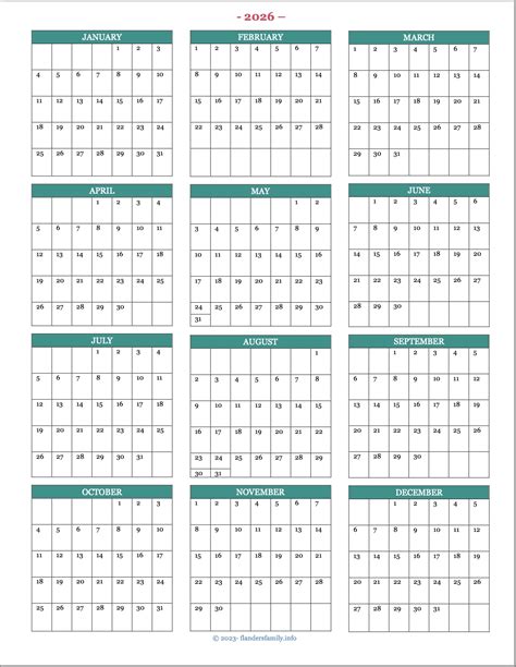 2017 One Page Calendar Printable