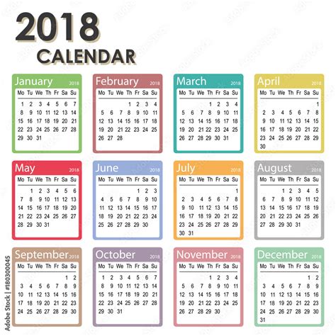 2018 Monthly Calendar With Week Numbers Printable