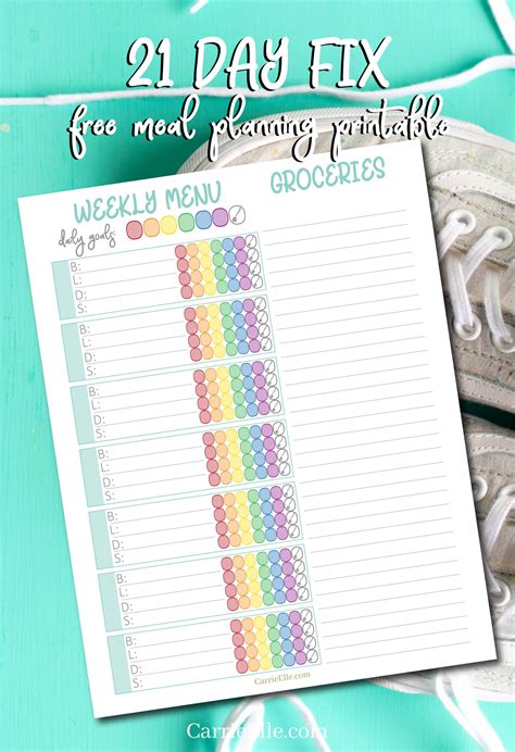21 Day Fix Free Printable Tally Sheets