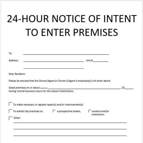24 Hour Notice To Enter Template