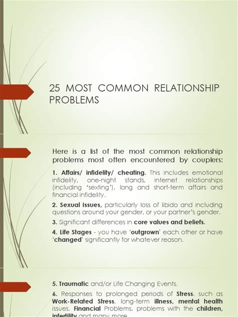 25 most common relationship problems personal development