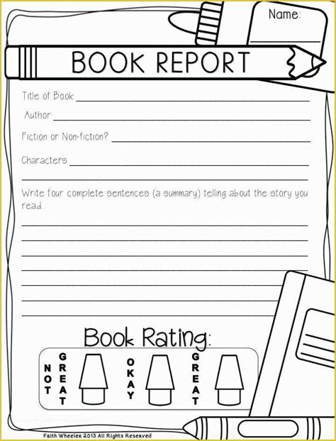 2nd Grade Book Report Template