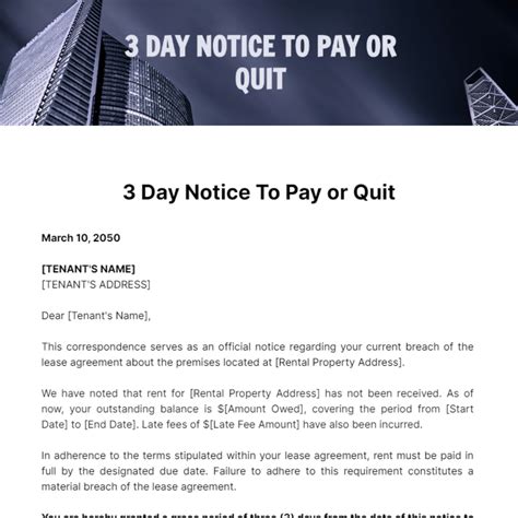 3 Day Notice To Quit Template