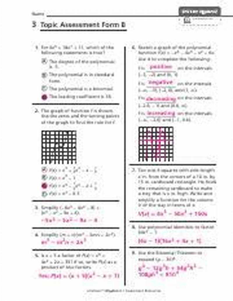 3 Topic Assessment Form B Answer Key