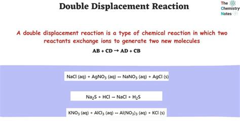 3 examples of double displacement reaction class 10