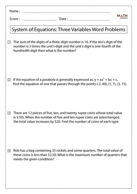 3 variable 3 equation problems