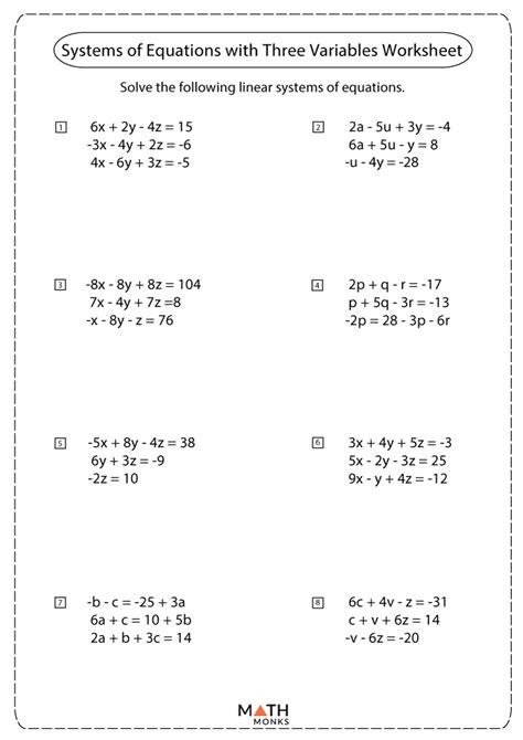 3 variable equation questions