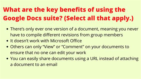 3 what are the key benefits of using the google docs suite select all that apply