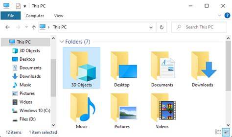 A screenshot showing the 3D Objects folder listed under This PC in Windows 10 File Explorer