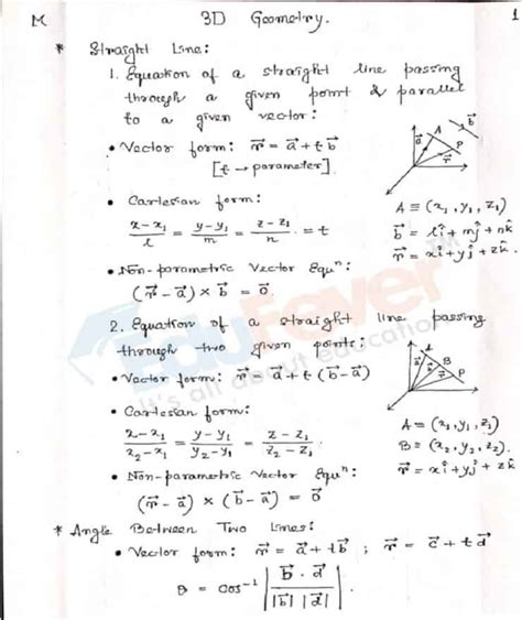3d geometry formulas for jee mains pdf