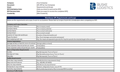 3pl Evaluation Template