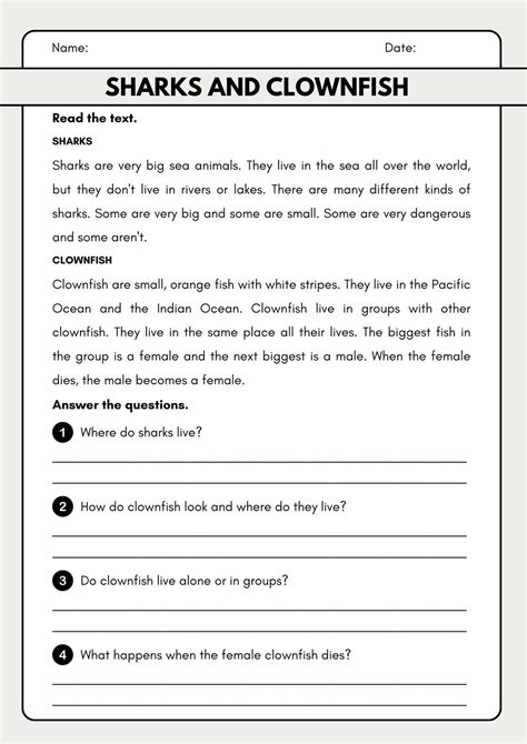 3rd Grade Reading Comprehension Worksheets Free Printables