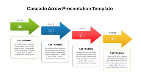 4 Step Cascade Arrow Process Flow Diagram Powerpoint Slide Slidekit