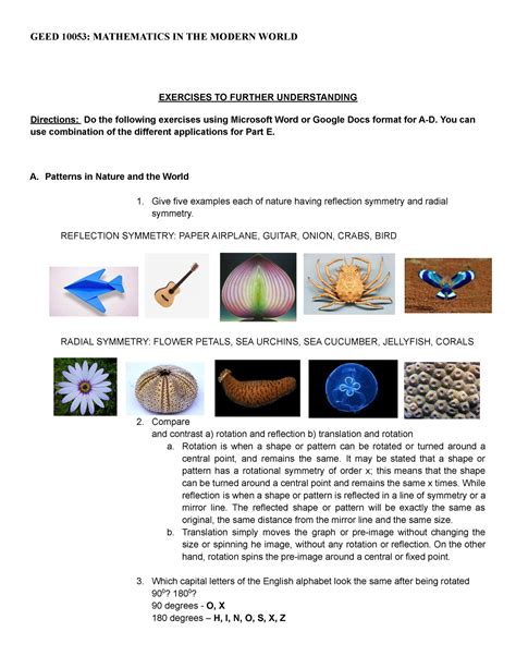 4 types of patterns in mathematics in modern world answer
