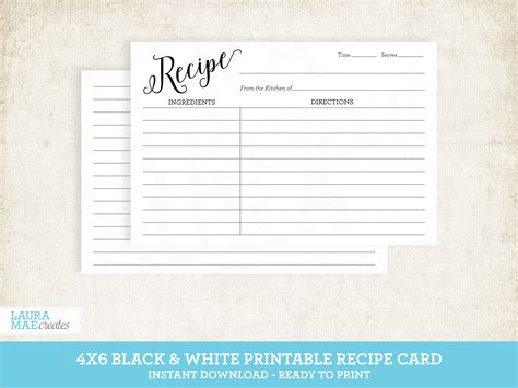 4x6 Recipe Card Template