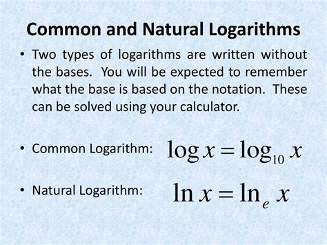 5 example of common logarithms
