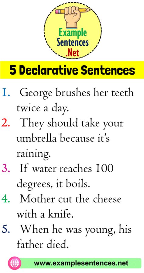 5 example of declaration sentence