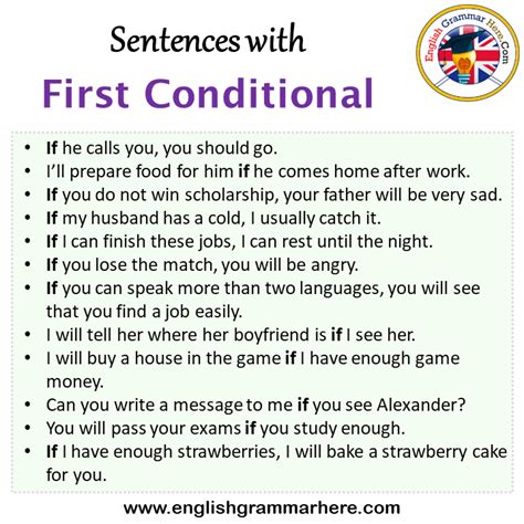5 example of first conditional sentences with answers