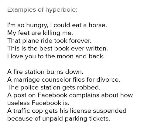 5 example of hyperbole brainly