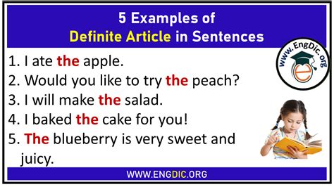 5 examples of definite articles