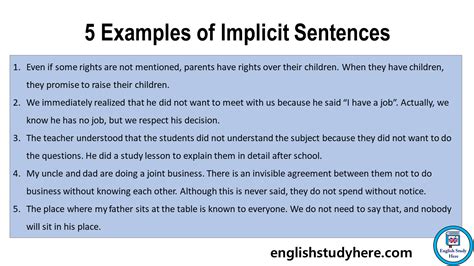 5 examples of implicit sentences
