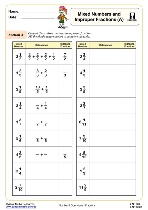 5 examples of improper fraction with answers pdf