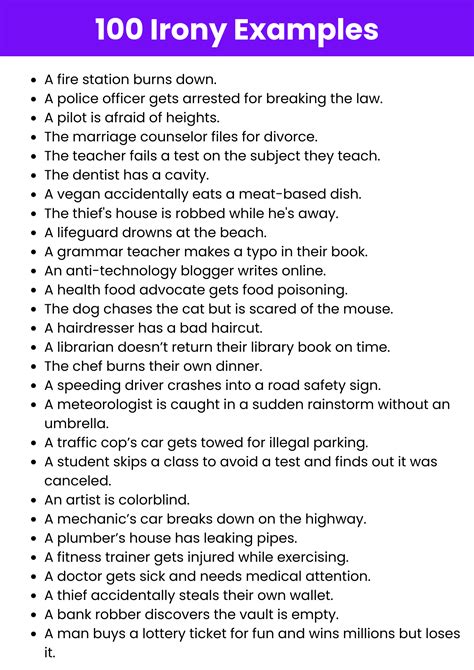 5 examples of irony figure of speech with answers