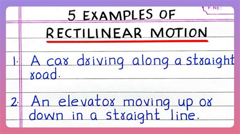5 examples of rectilinear motion