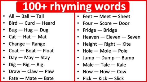 5 examples of rhyming words