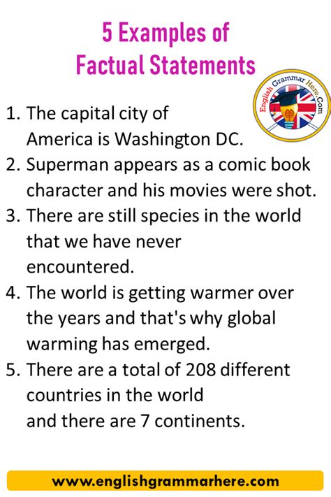5 examples of statement that are facts