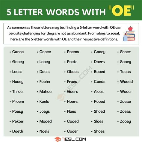 5 letter words with oe 2nd and 3rd