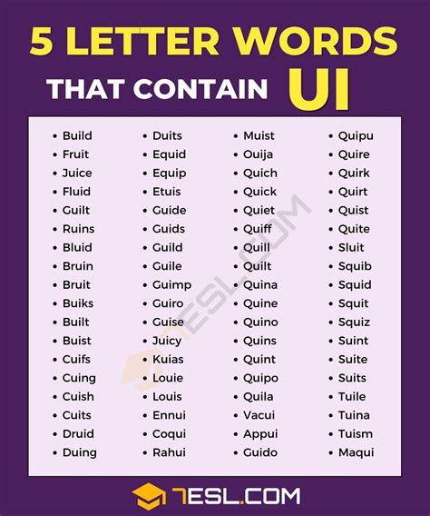 5 letter words with ui in second and third spot