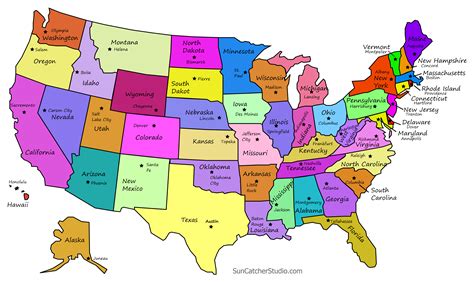 50 States Map Printable